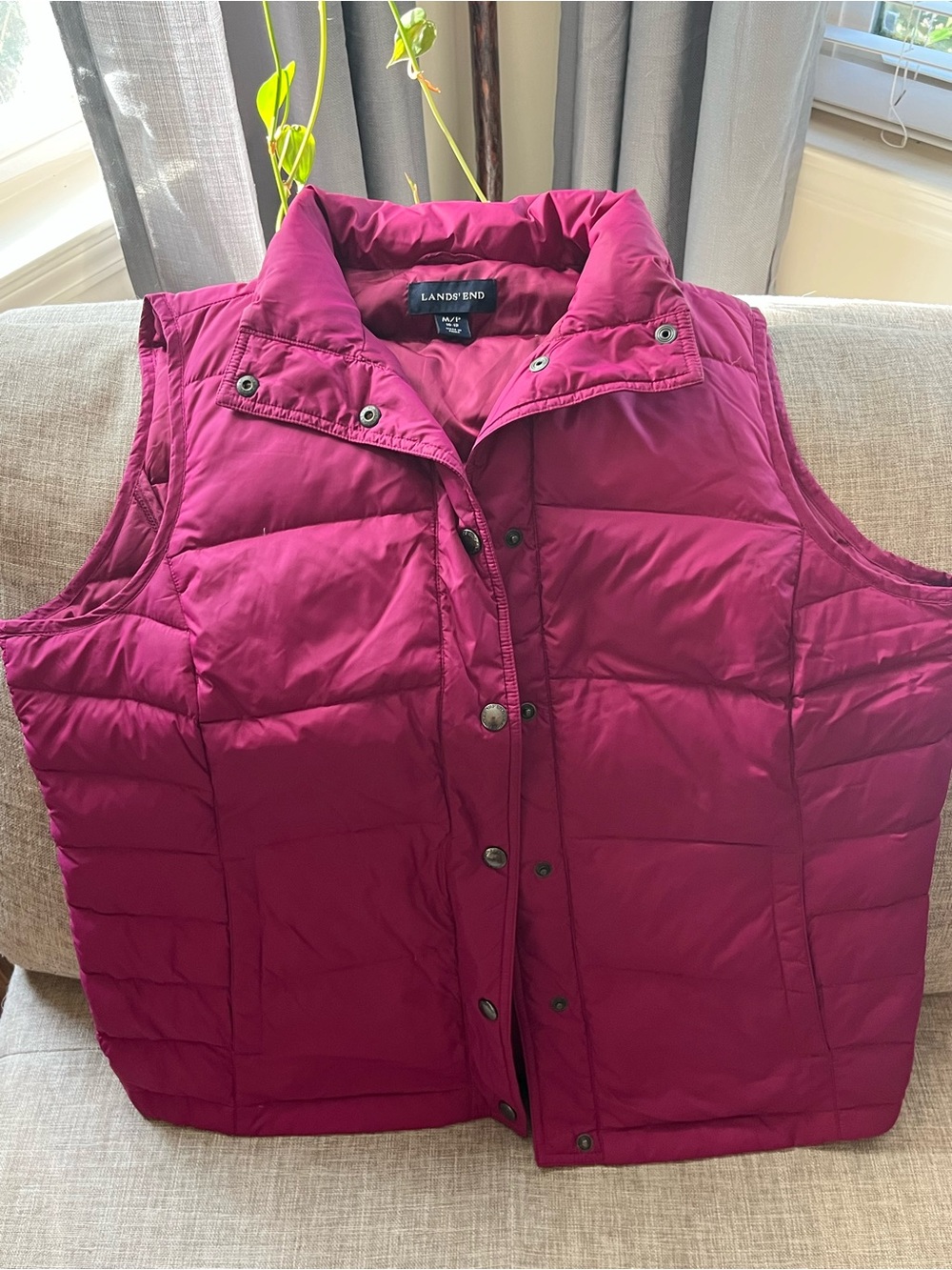 Lands' End Women's Fuchsia Puffer Jacket